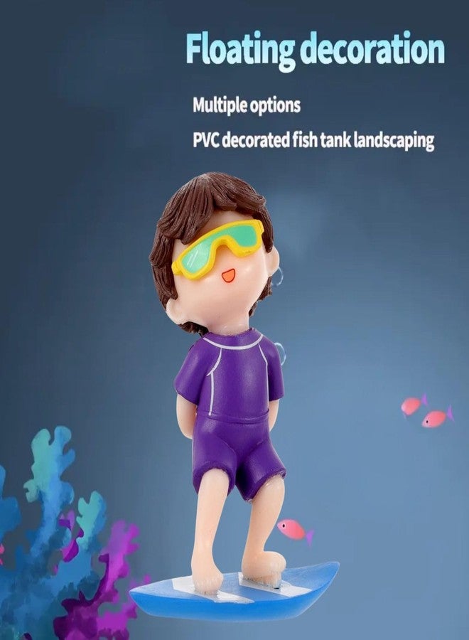 VAYINATO® Floating Fish Tank Decoration Cute Cartoon Aquarium Ornament Safe and Portable Suitable for Large Medium Small Fish Tank (Surfer boy) by Petzlifeworld - Image 2